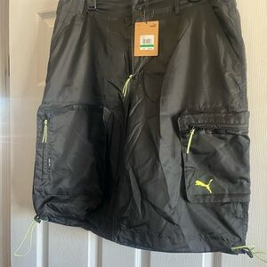 Brand New Puma Black Cargo Shorts with Utilitarian Design